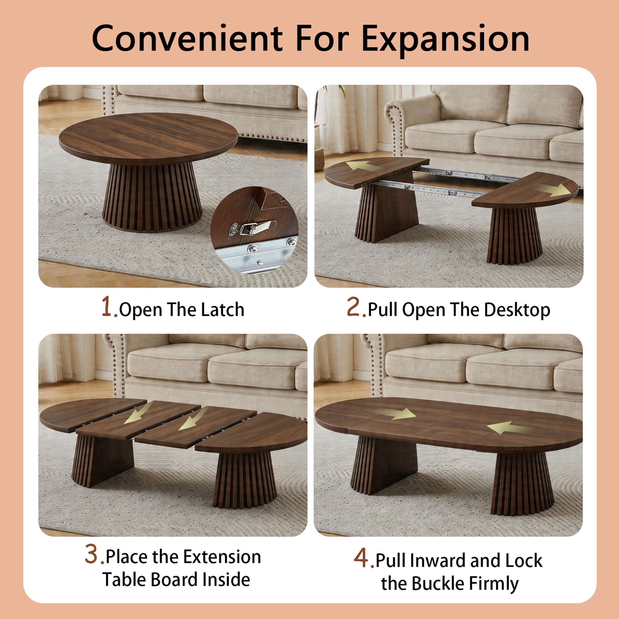 Oval Coffee Table For Living Room - Walnut