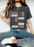 Abstract Geometric Rectangle Print With Bold Lines And Negative Space Comfort Colors Tee