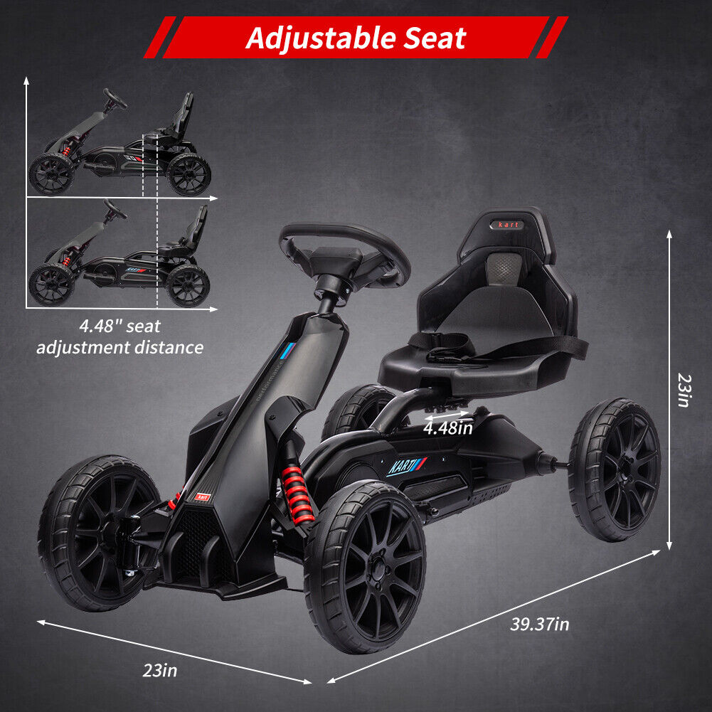 Adjustable Seat 4-Wheel Pedal Go Kart for Kids with Safety Belt