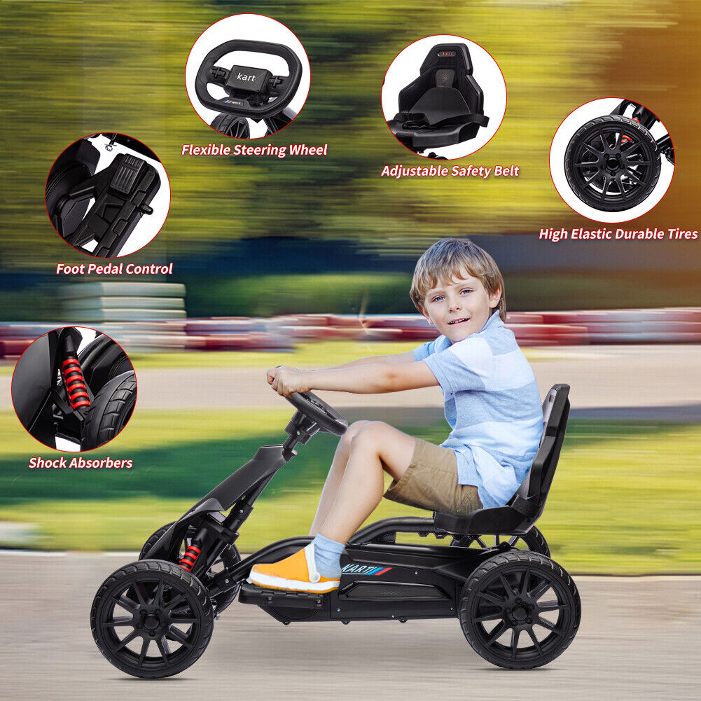 Adjustable Seat 4-Wheel Pedal Go Kart for Kids with Safety Belt