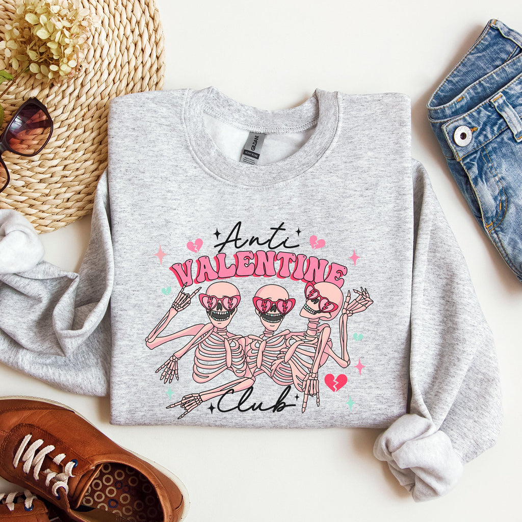 Anti Valentine's Club Skeleton Iconic Nightlife Self-Love Celebration Edition Sweatshirt