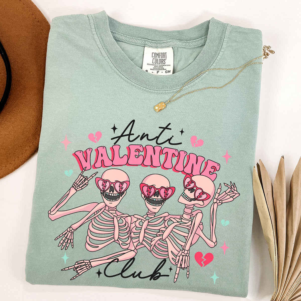 Anti Valentine's Club Skeleton Valentine's Day Edition Vintage Comfort Colors Tee