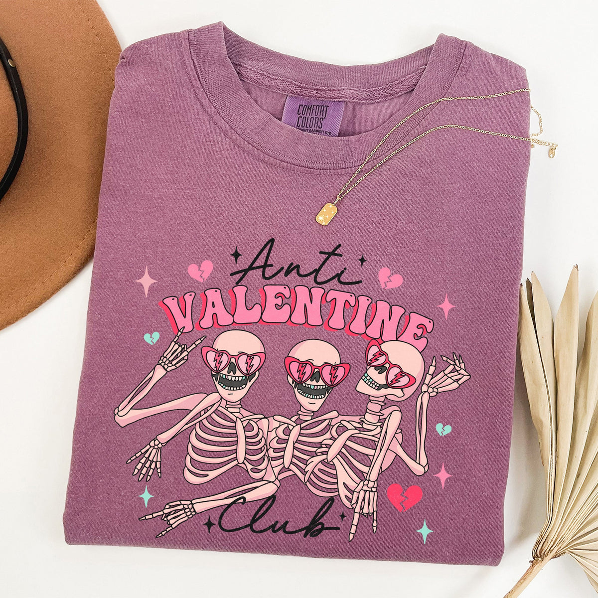 Anti Valentine's Club Skeleton Valentine's Day Edition Vintage Comfort Colors Tee
