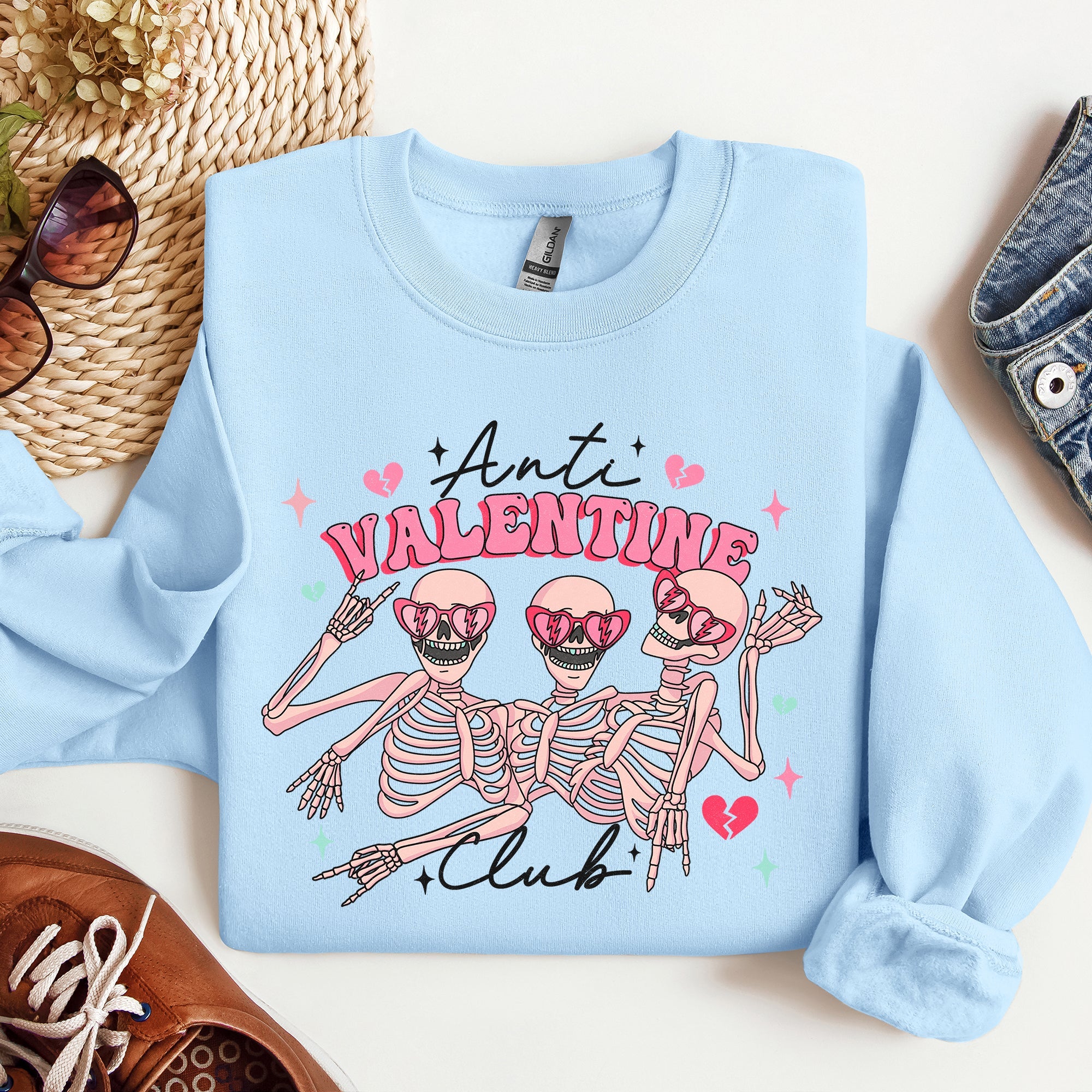 Anti Valentine's Club Skeleton Iconic Nightlife Self-Love Celebration Edition Sweatshirt