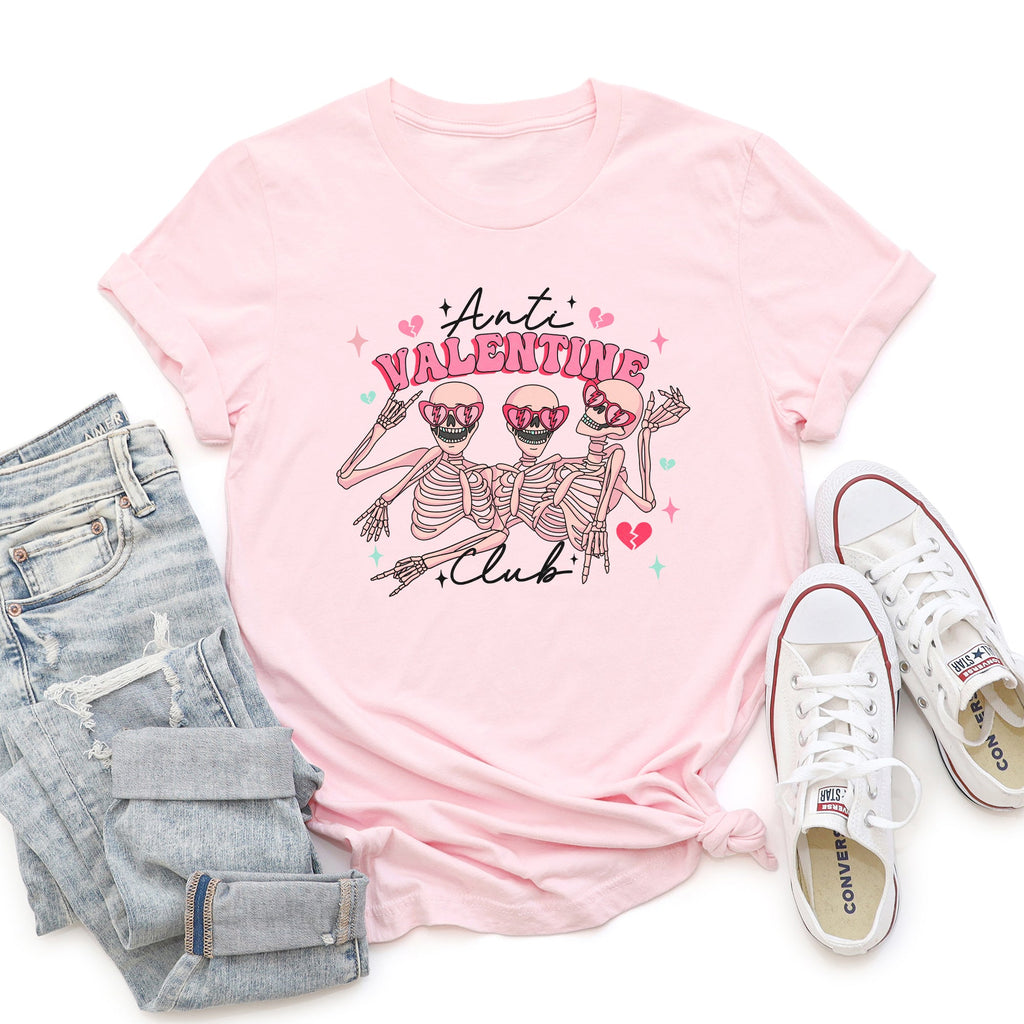 Anti Valentine's Club Skeleton Dark Humor Vintage Gothic Style Edition Graphic Tee