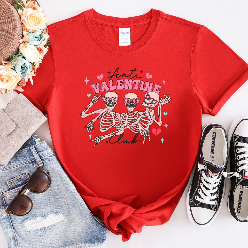 Anti Valentine's Club Skeleton Dark Humor Vintage Gothic Style Edition Graphic Tee