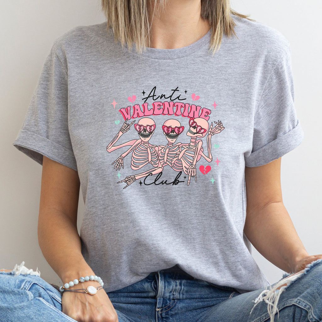 Anti Valentine's Club Skeleton Dark Humor Vintage Gothic Style Edition Graphic Tee