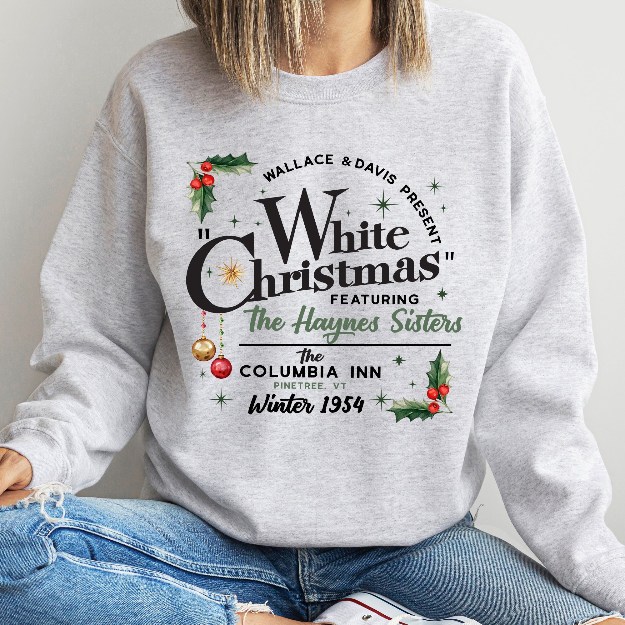 White Christmas Movie Classic Musical Vintage Style Graphic Print Premium Sweatshirt
