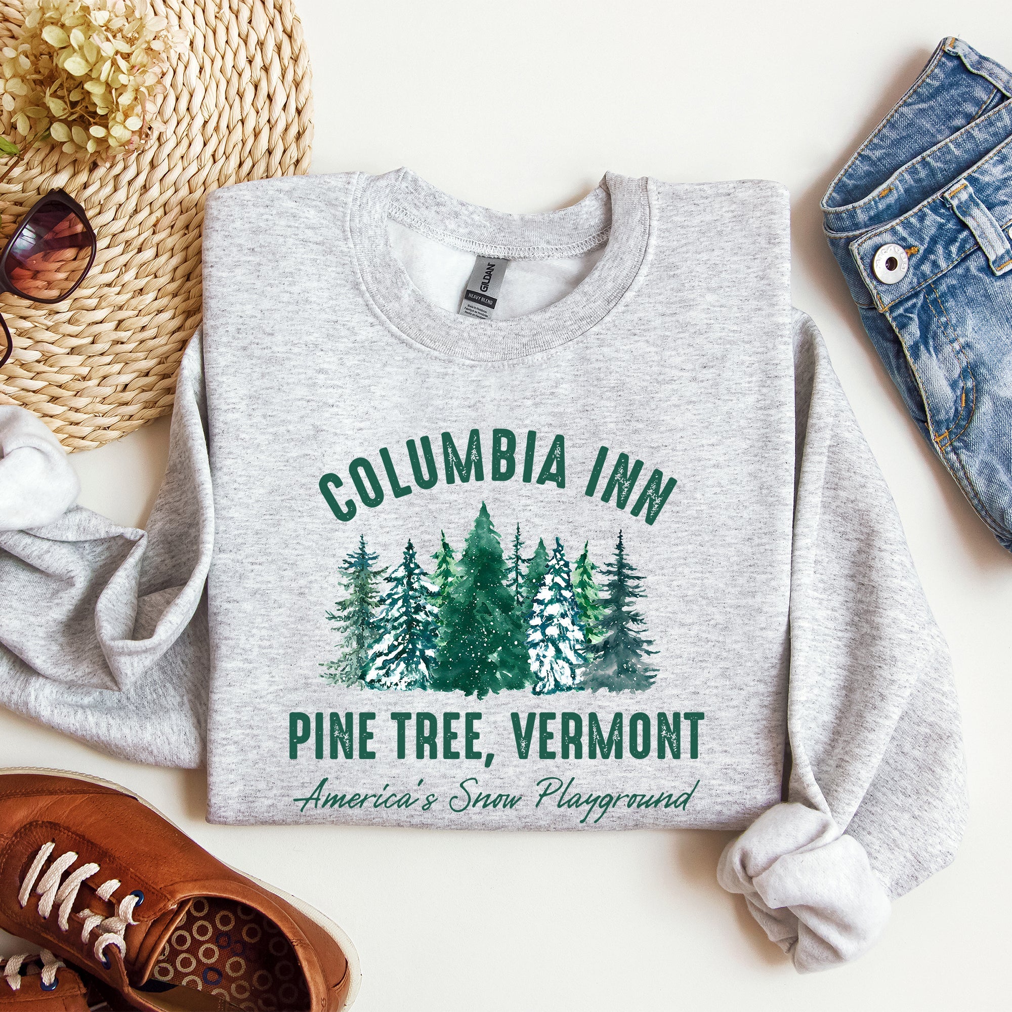 Columbia Inn White Christmas Movie Classic Musical Cozy Vintage Inspired Sweatshirt