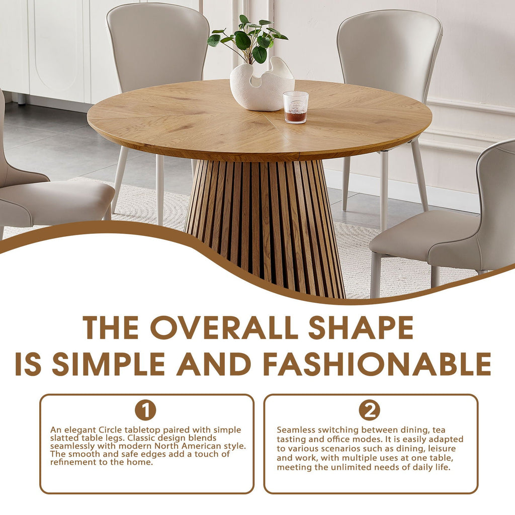 Round Dining Table For Dining Room - Natural Wood