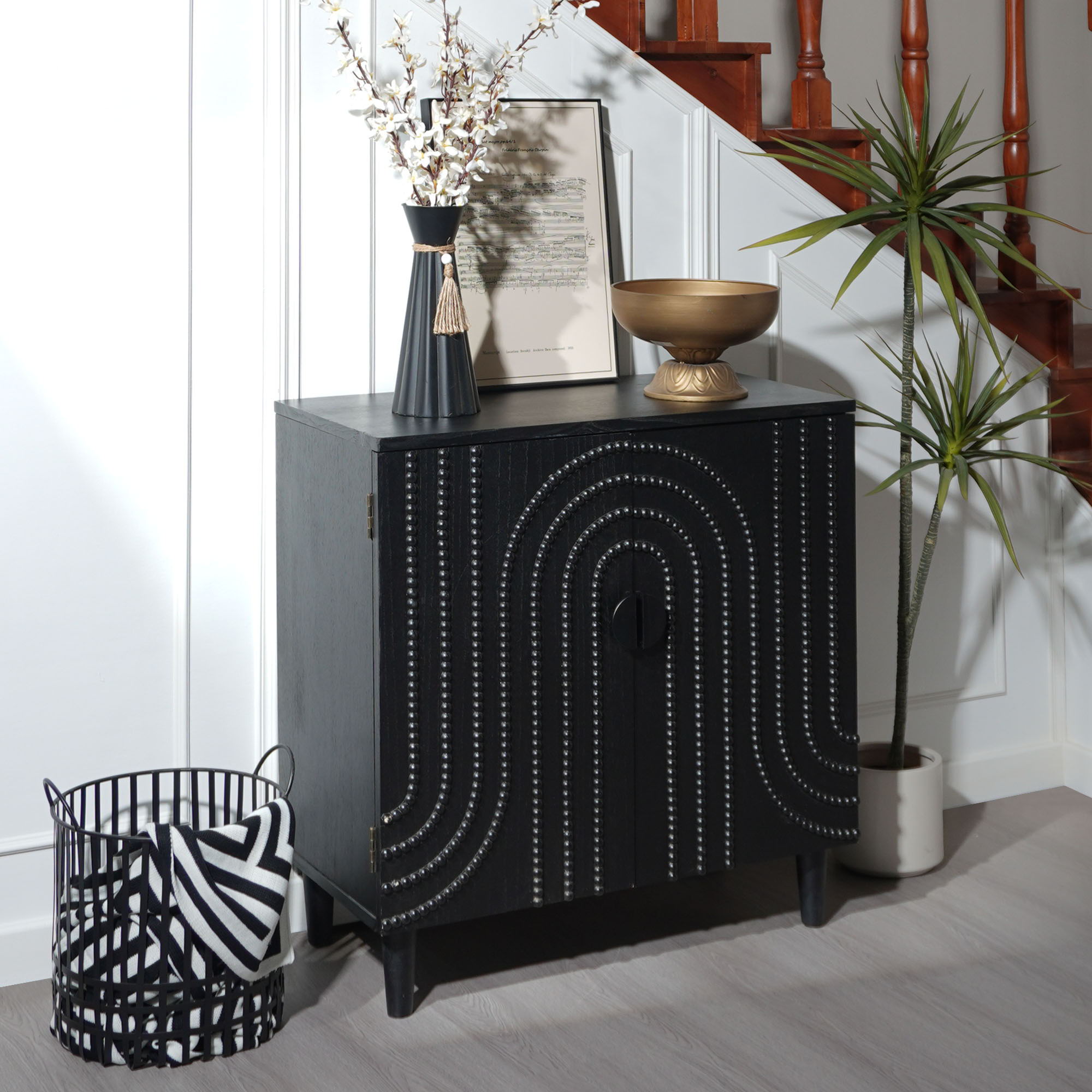 2 Door Storage Cabinet With Adjustable Shelf - Black