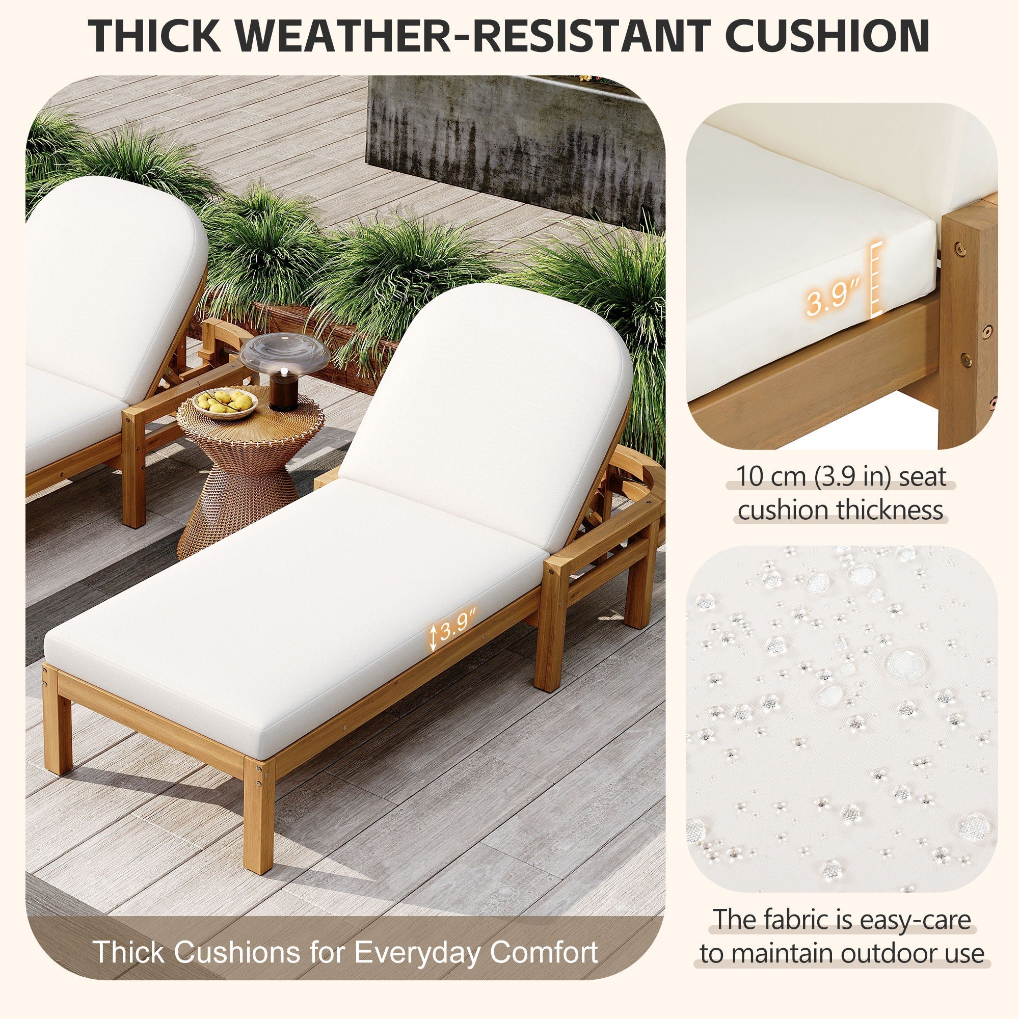 Outdoor Chaise Lounge With 5 Position Adjustable Backrest (Set of 2)