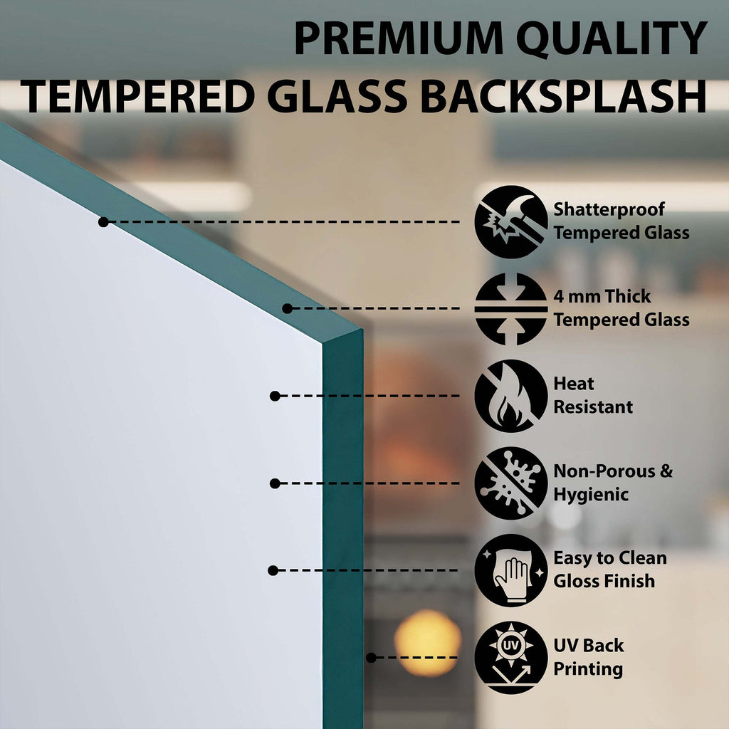 Copper Look Horse Tempered Glass Backsplash – Rustic Kitchen Back splash for Stove