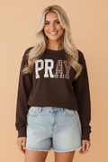 Pray Floral Stripe Gingham Embroidered Patch Sweatshirt