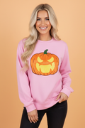 Halloween Embroidered Jack-O-Lantern Sweatshirt