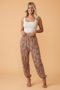Leopard Drawstring Waist Jogger Pants