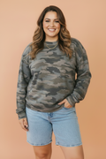 Plus Size Camo Crew Neck Long Sleeve Sweatshirt