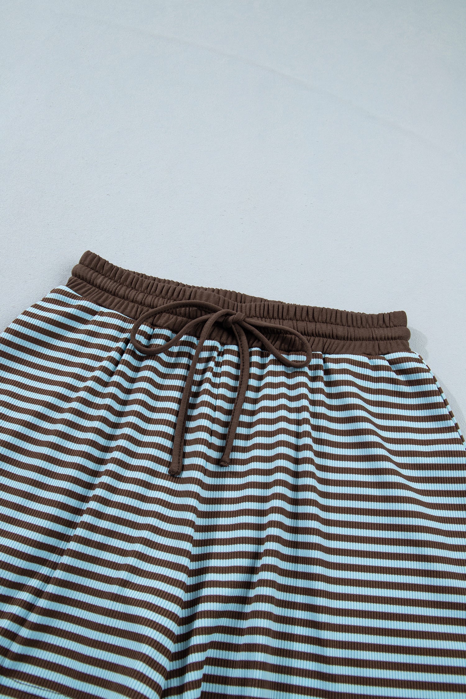 Stripe Oversized Long Sleeve Top & Drawstring Shorts Set