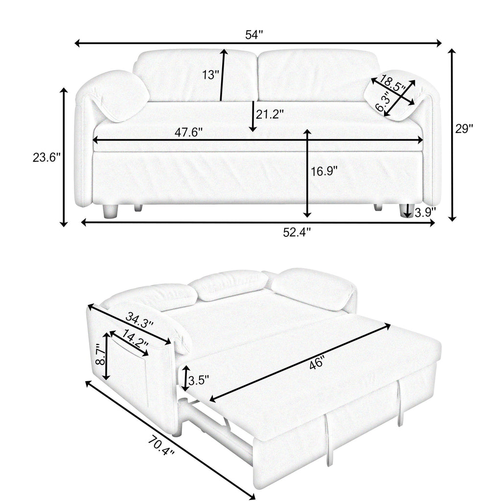 Sofa, Dual Purpose Lounge With Retractable Queen Size Bed