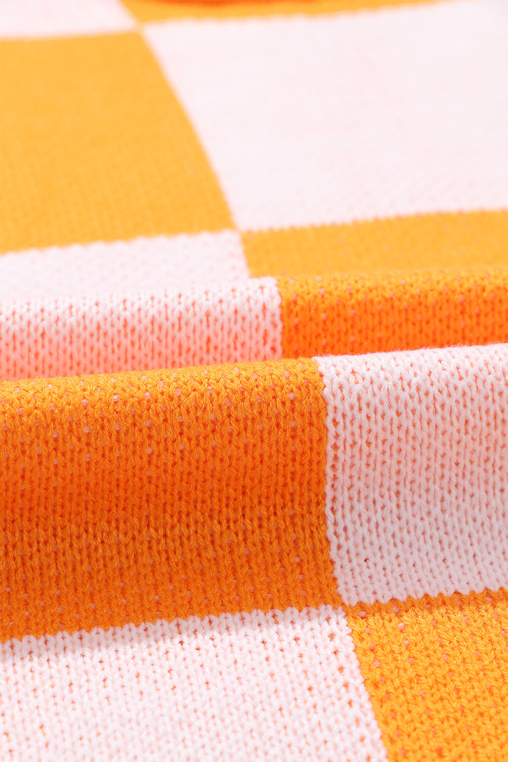 Checker Exposed Seam Drop Shoulder Long Sleeve Sweater