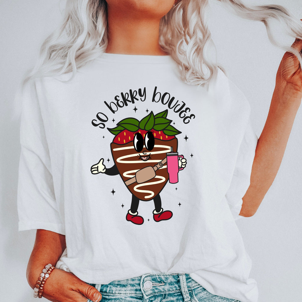 So Berry Boujee Chocolate Strawberry Bougie Love Struck Edition Comfort Colors Tee