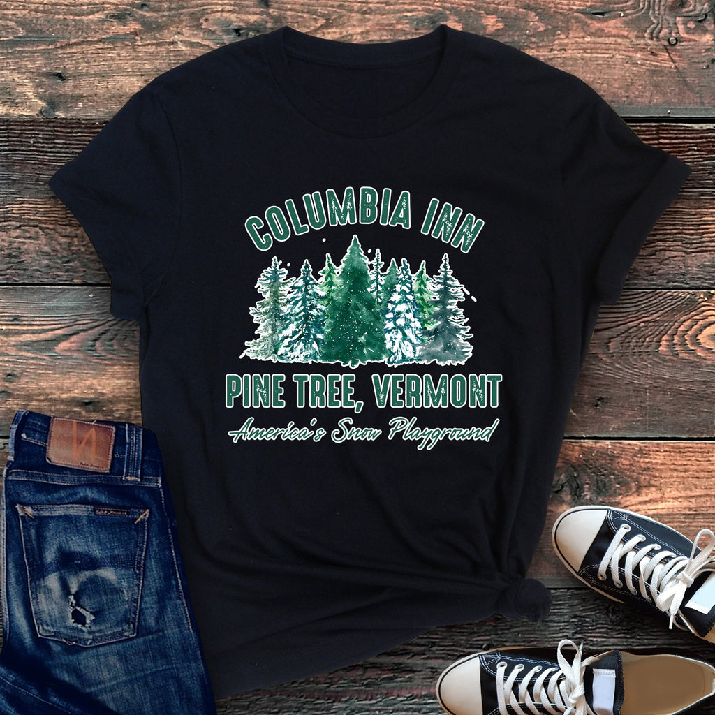 Columbia Inn White Christmas Movie Classic Musical Showtune Nostalgia Holiday Film Graphic Tee