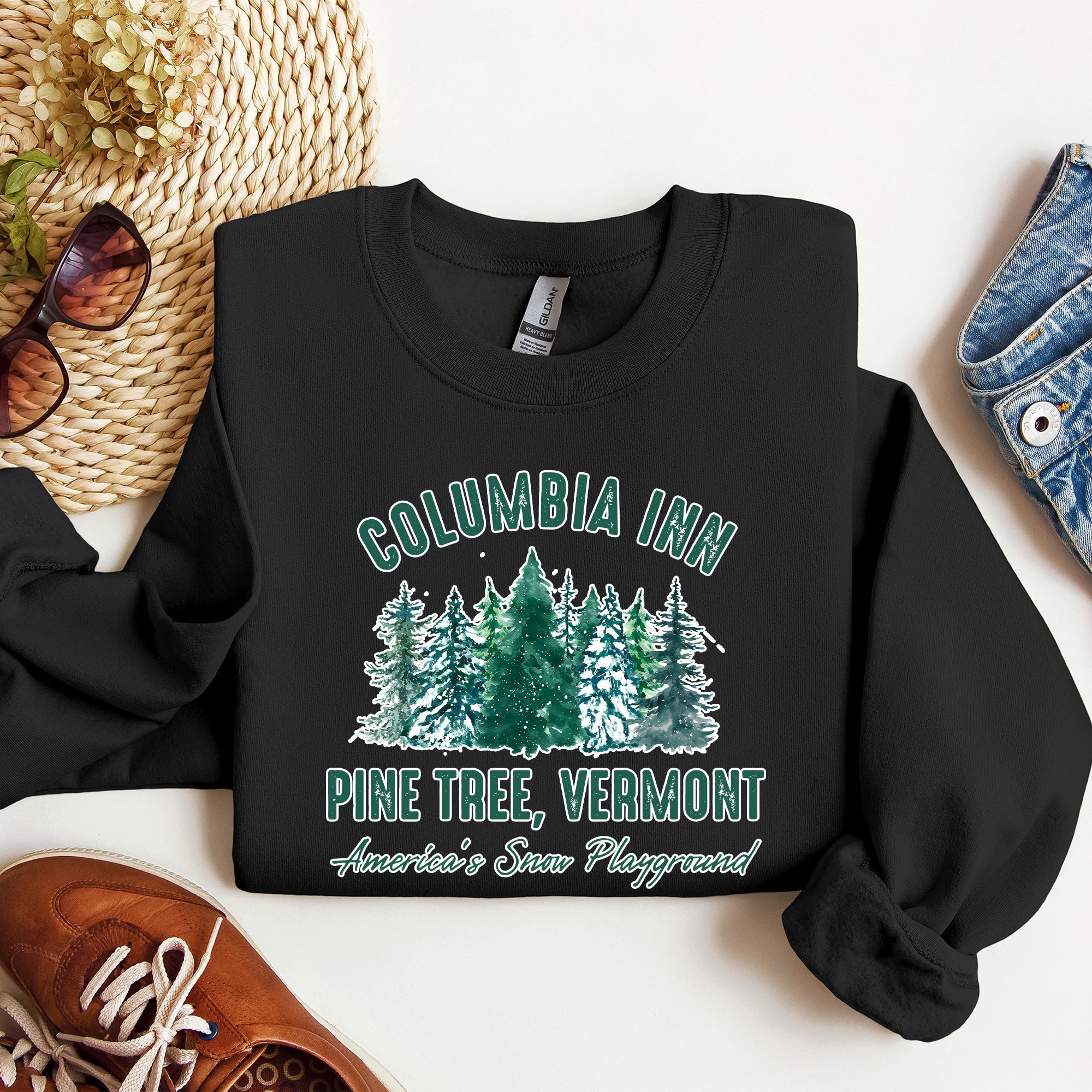 Columbia Inn White Christmas Movie Classic Musical Cozy Vintage Inspired Sweatshirt