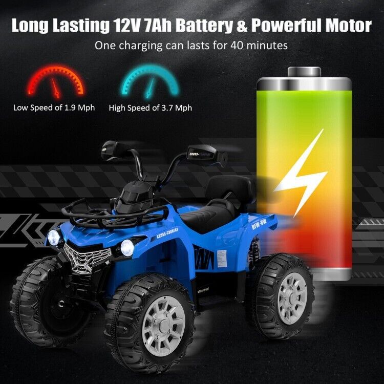 Blue 12V Kids Ride-On ATV with MP3 Player and Headlights