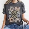 Boho Folk Art Chic Floral Intricate Floral Motif With Rattan Accents Comfort Colors Tee