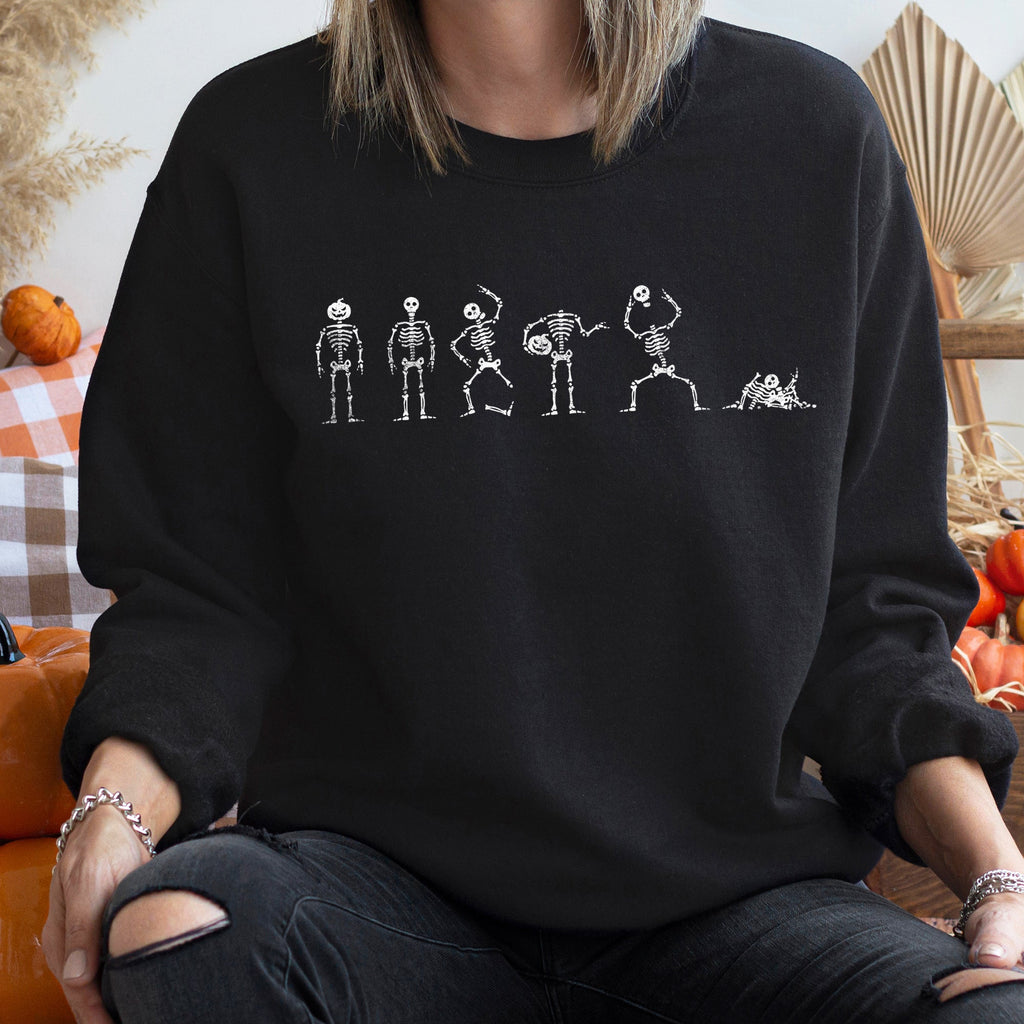 Skeleton Dance Vintage Halloween Spooky Night Edition Cozy Fleece Warm Comfy Sweatshirt