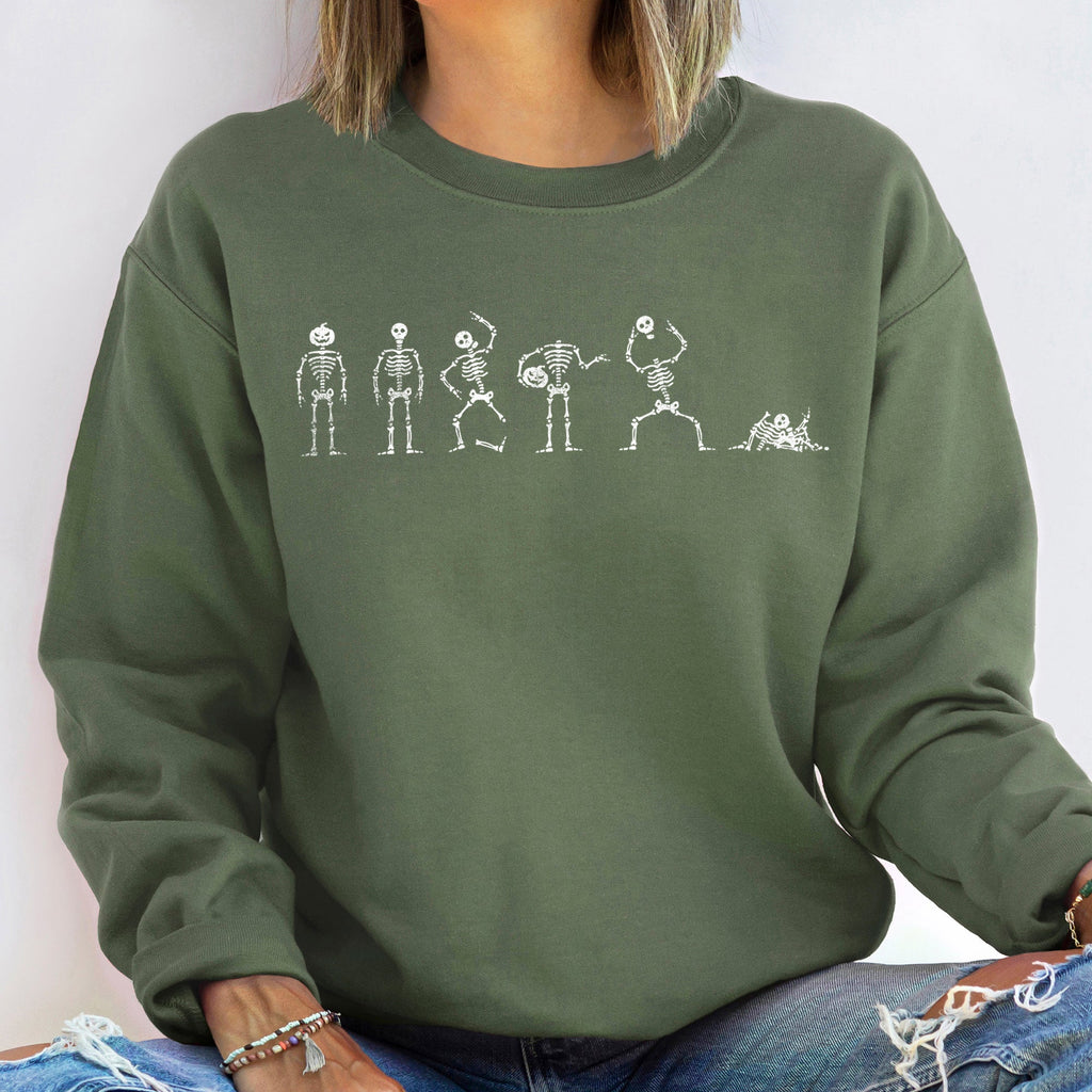 Skeleton Dance Vintage Halloween Spooky Night Edition Cozy Fleece Warm Comfy Sweatshirt