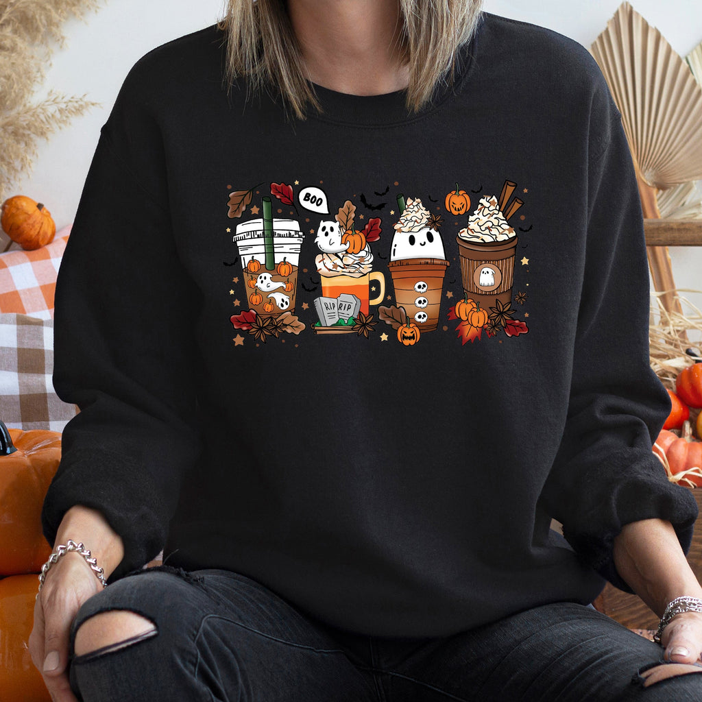 Boo Pumpkin Coffee Halloween Cozy Autumn Nighttime Sips And Spooky Vibes Edition Sweatshirt