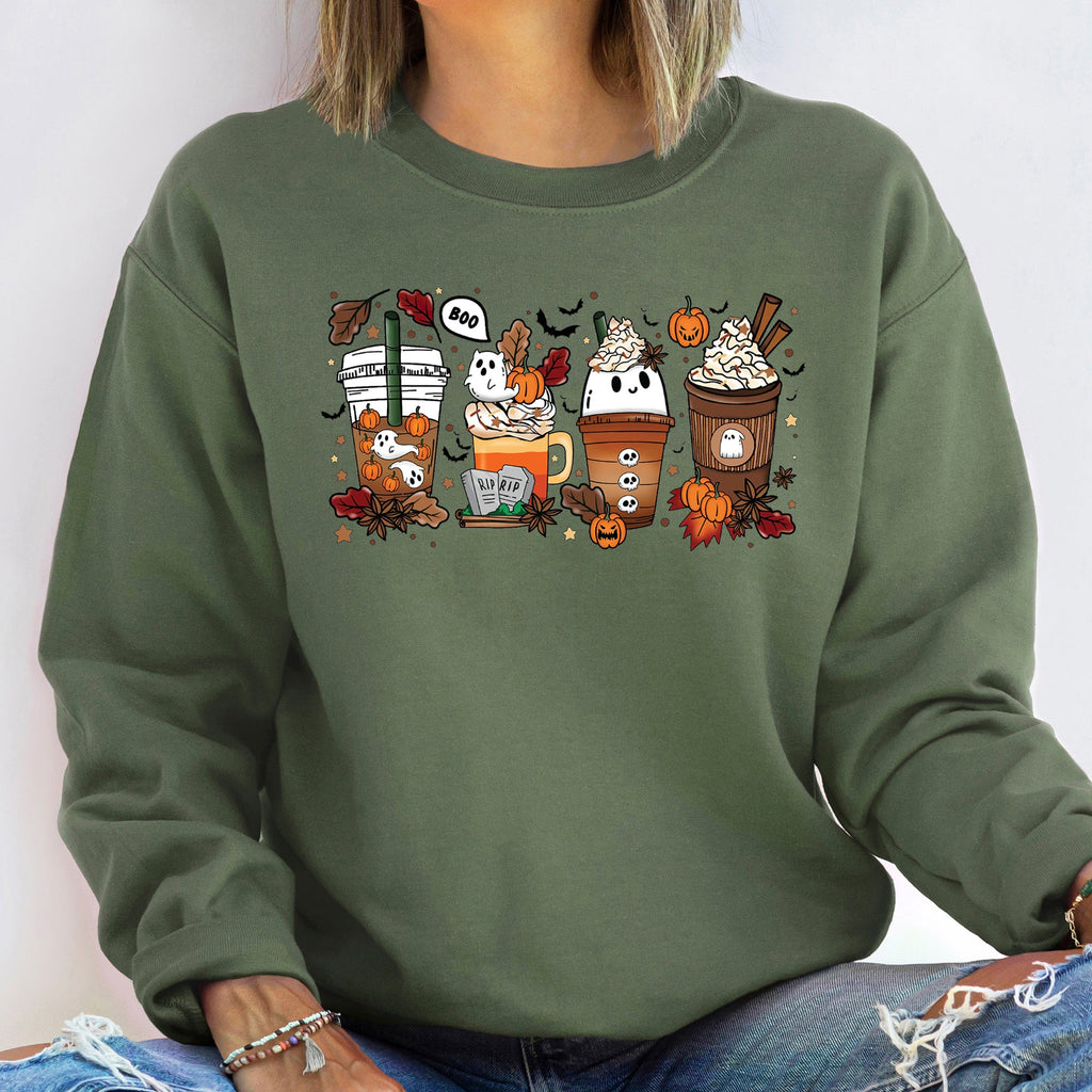Boo Pumpkin Coffee Halloween Cozy Autumn Nighttime Sips And Spooky Vibes Edition Sweatshirt