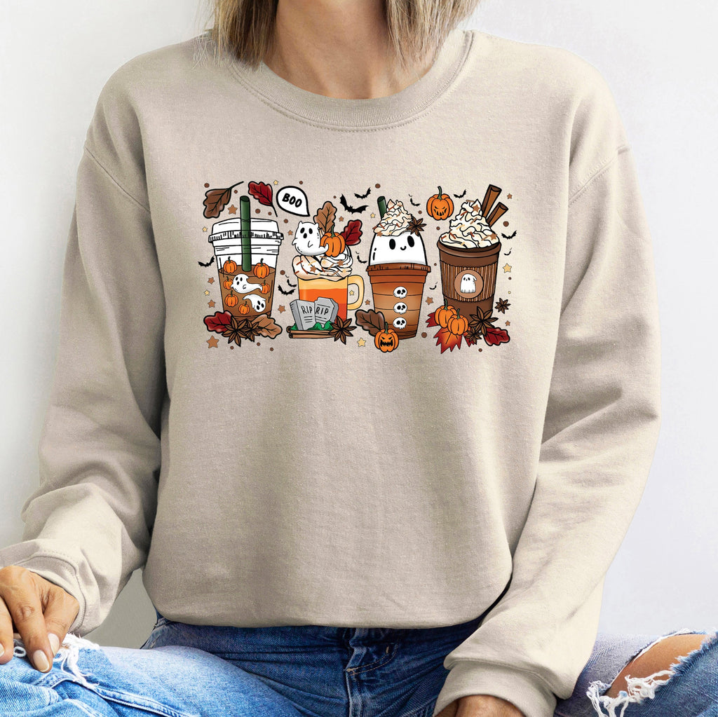 Boo Pumpkin Coffee Halloween Cozy Autumn Nighttime Sips And Spooky Vibes Edition Sweatshirt