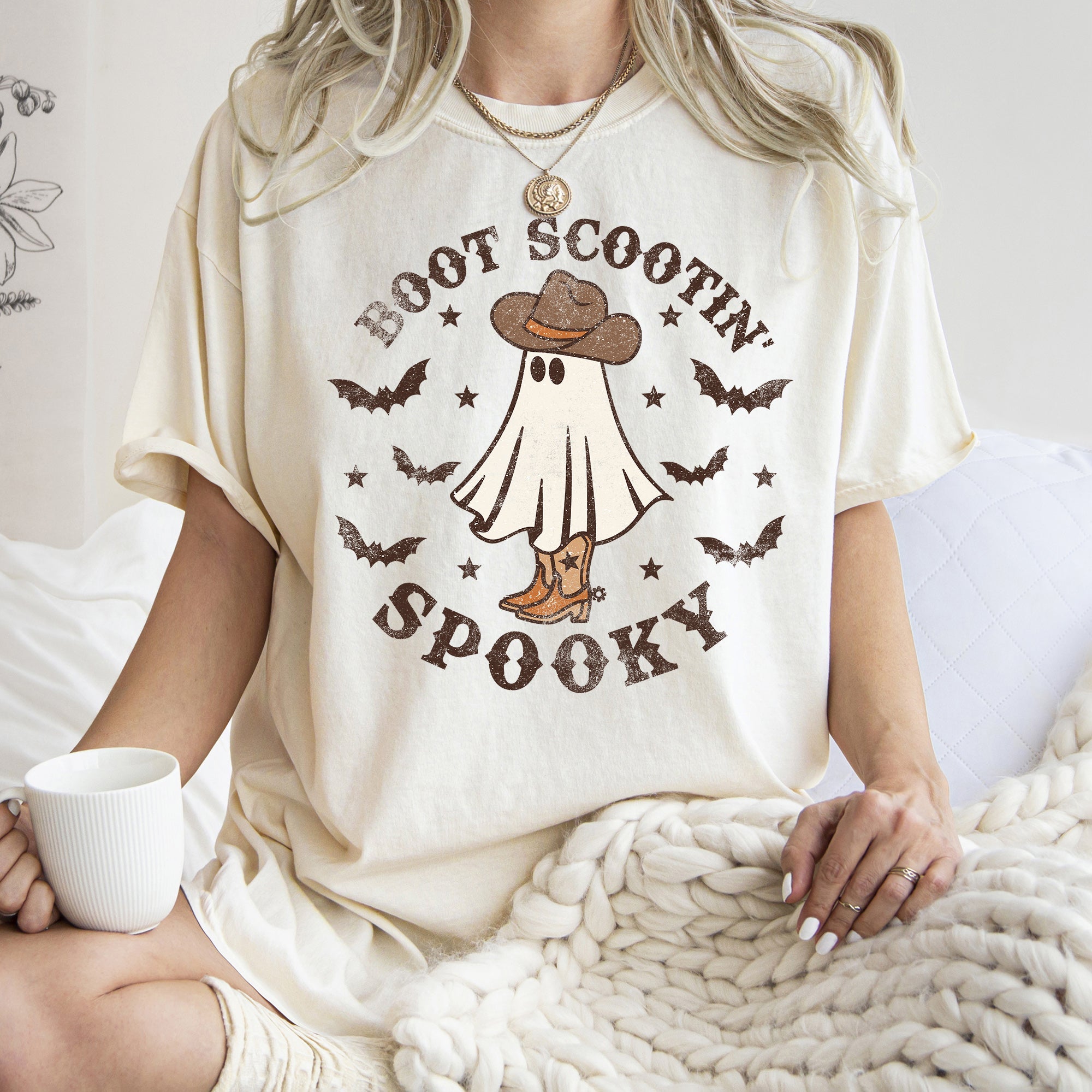 Boot Scooting Spooky Retro Ghost Featuring Classic Halloween Motif Comfort Colors Tee