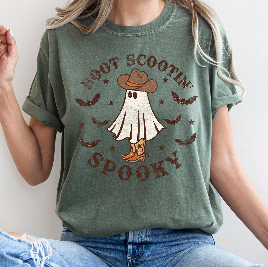 Boot Scooting Spooky Retro Ghost Featuring Classic Halloween Motif Comfort Colors Tee