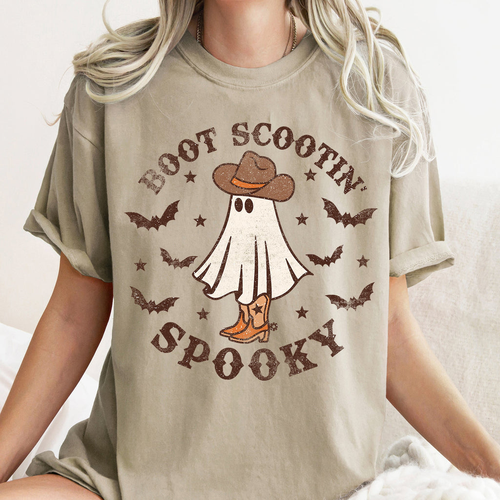 Boot Scooting Spooky Retro Ghost Featuring Classic Halloween Motif Comfort Colors Tee