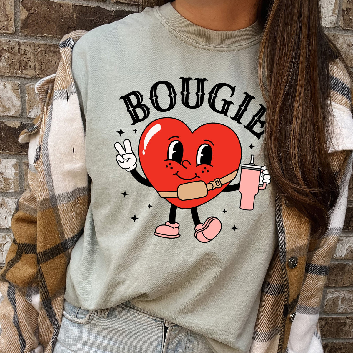 Bougie Heart Boujee Luxe Love Statement For Valentine's Day Inspired Vintage Vibe Edition Comfort Colors Tee