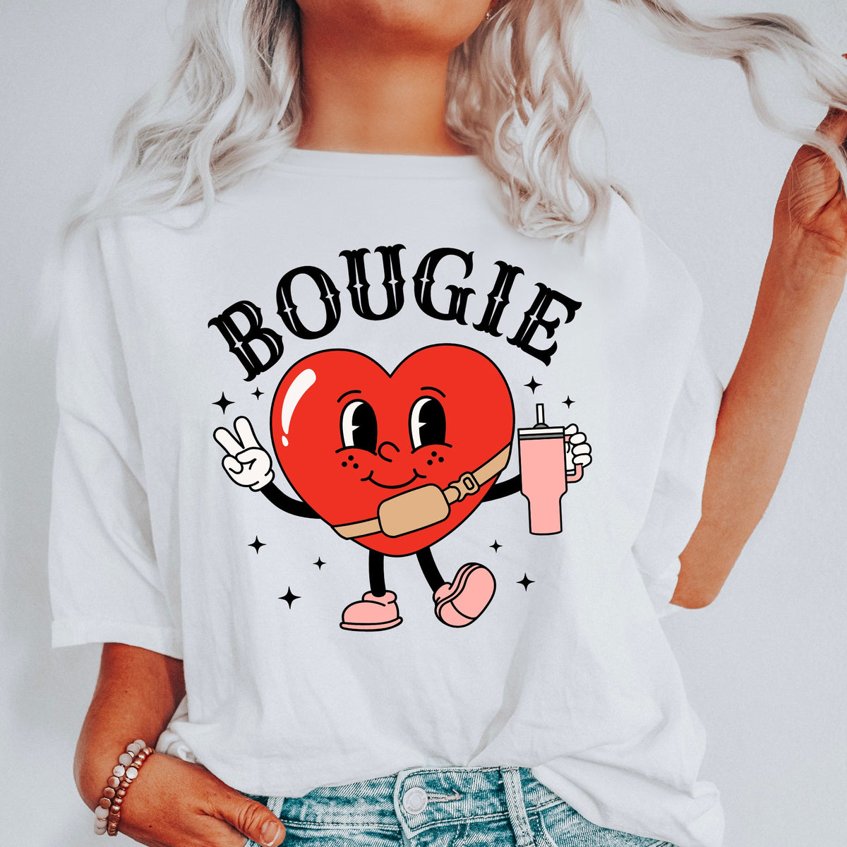 Bougie Heart Boujee Luxe Love Statement For Valentine's Day Inspired Vintage Vibe Edition Comfort Colors Tee