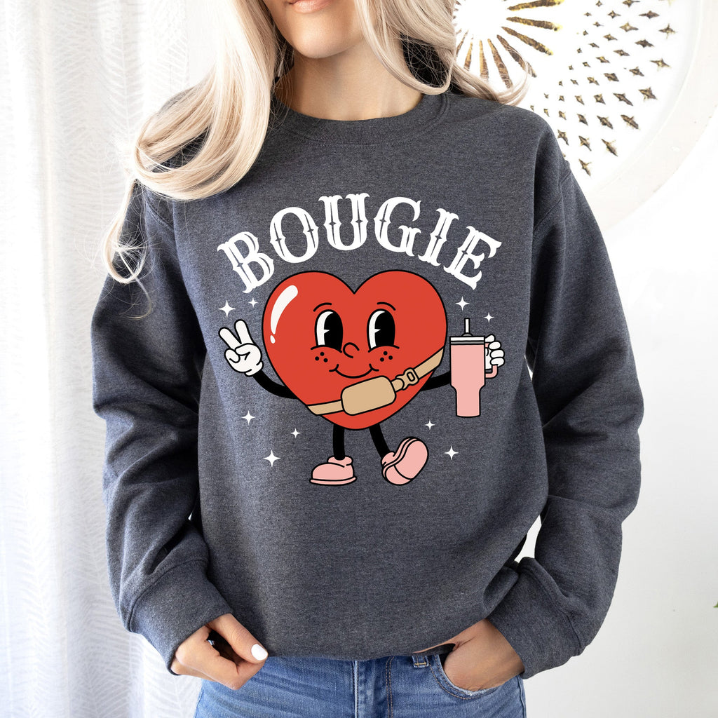 Bougie Heart Boujee Valentine Graphic Love Letter Cozy Luxe Statement Sweatshirt