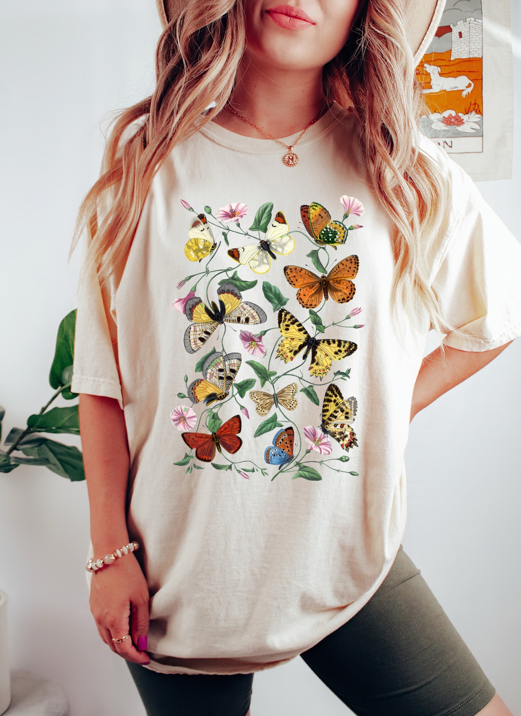 Butterflies and Flowers Pattern Floral Garden Edition Premium Collection Comfort Colors Tee