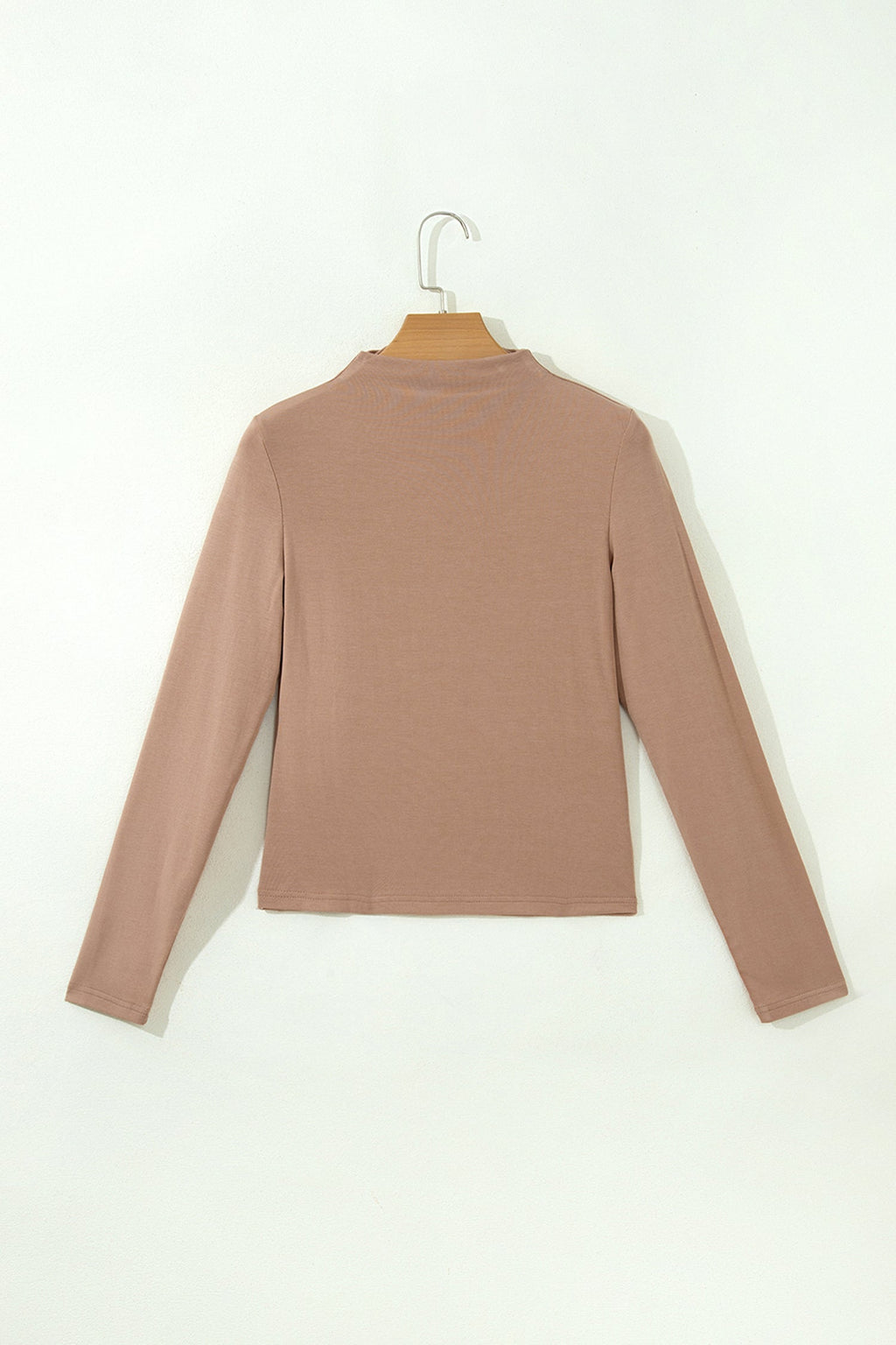 Solid Ribbed Knit Mock Neck Long Sleeve Top