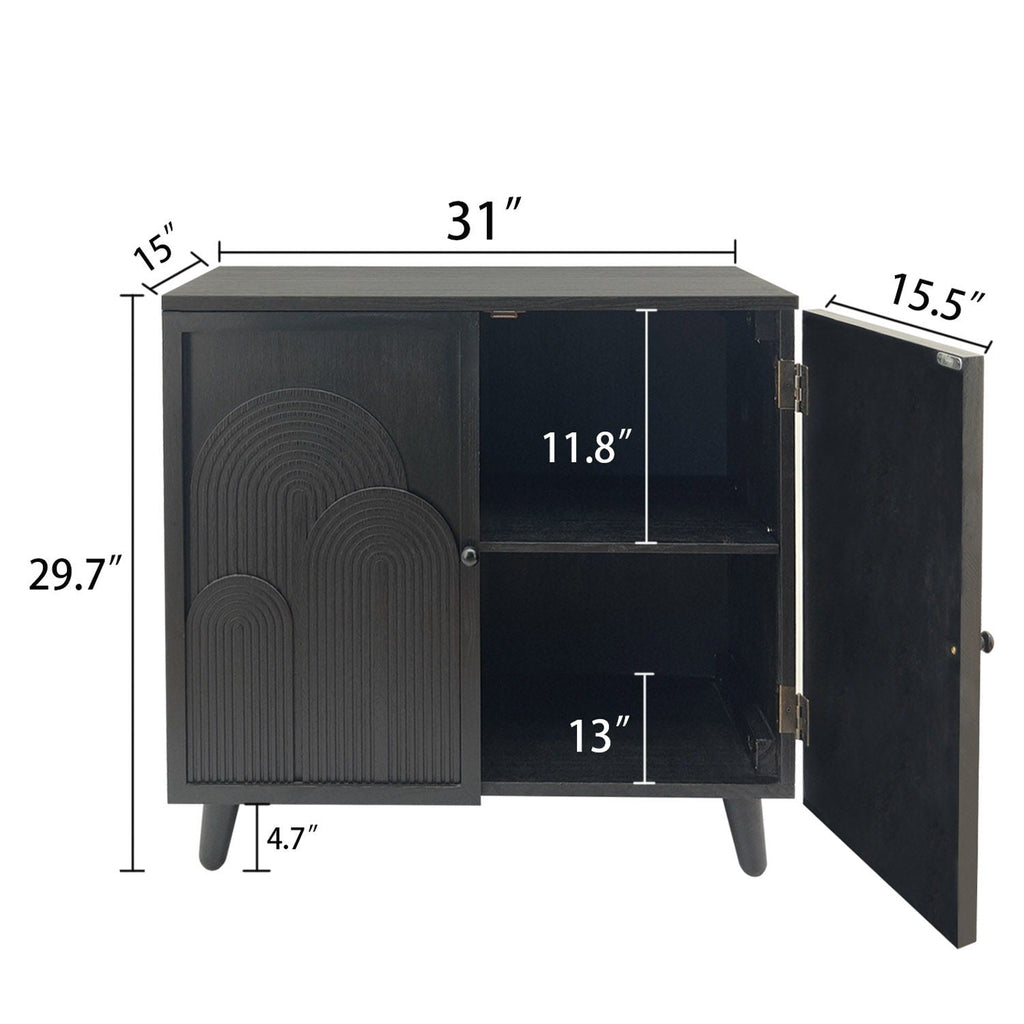 2 Door Accent Cabinet Storage Cabinet With Adjustable Shelf - Black