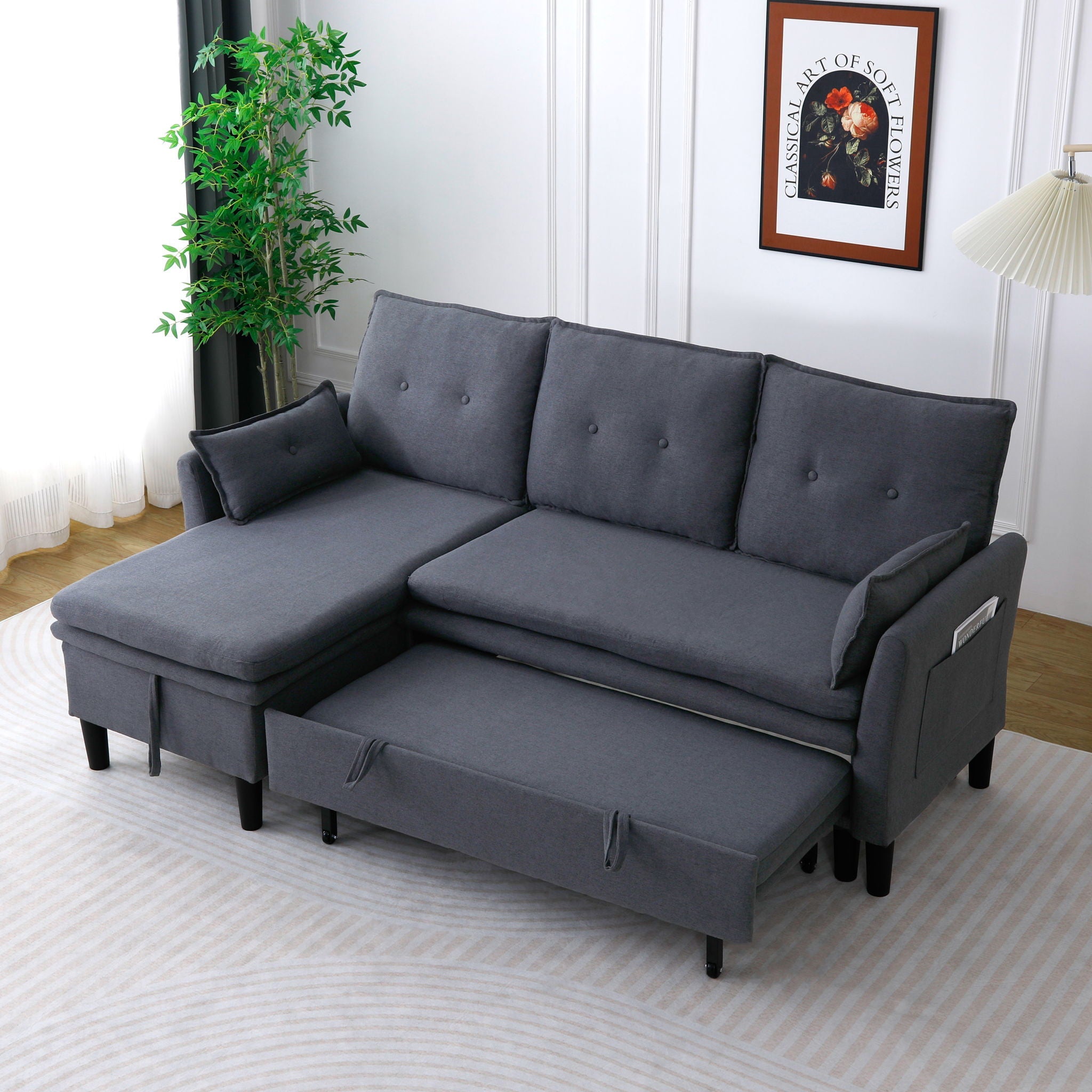 L-Shaped Reversible Chaise Sectional Sofa With Storage
