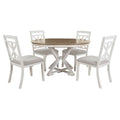 Dining Set With Extendable Round Table And 4 Upholstered Chairs
