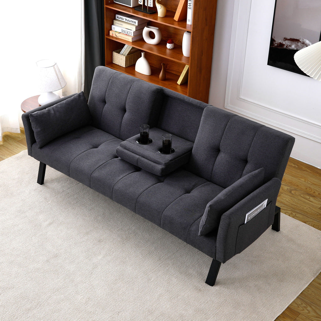 Sofa Bed With Foldable Design And Cup Holder