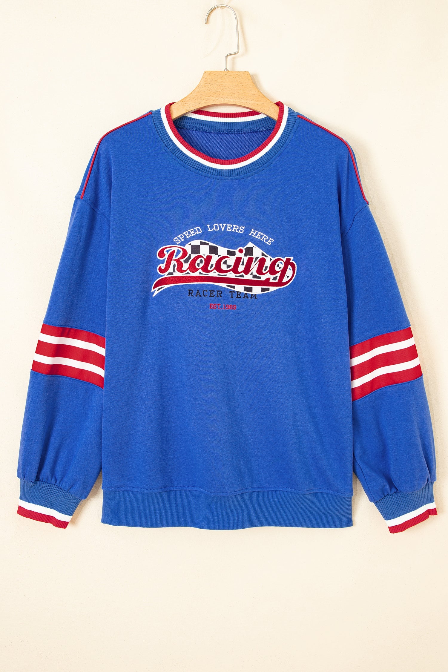 Racing Graphic Embroidered Patch Long Sleeve Sweatshirt