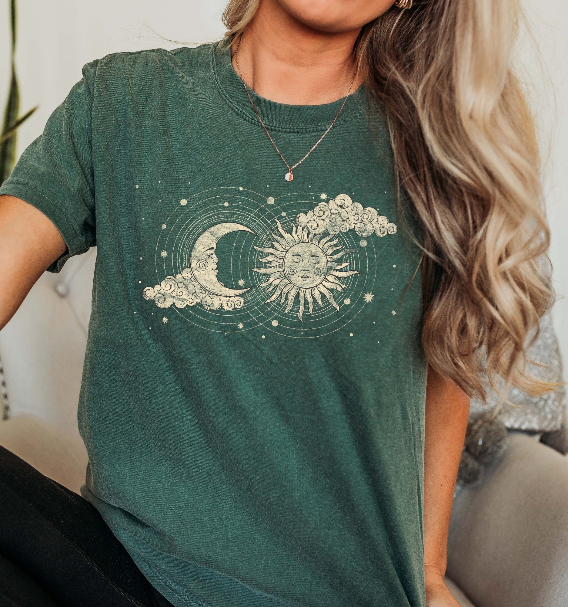 Moon, Sun And Clouds Celestial Nebula Dreamscape Edition Infinite Night Sky Harmony Comfort Colors Tee