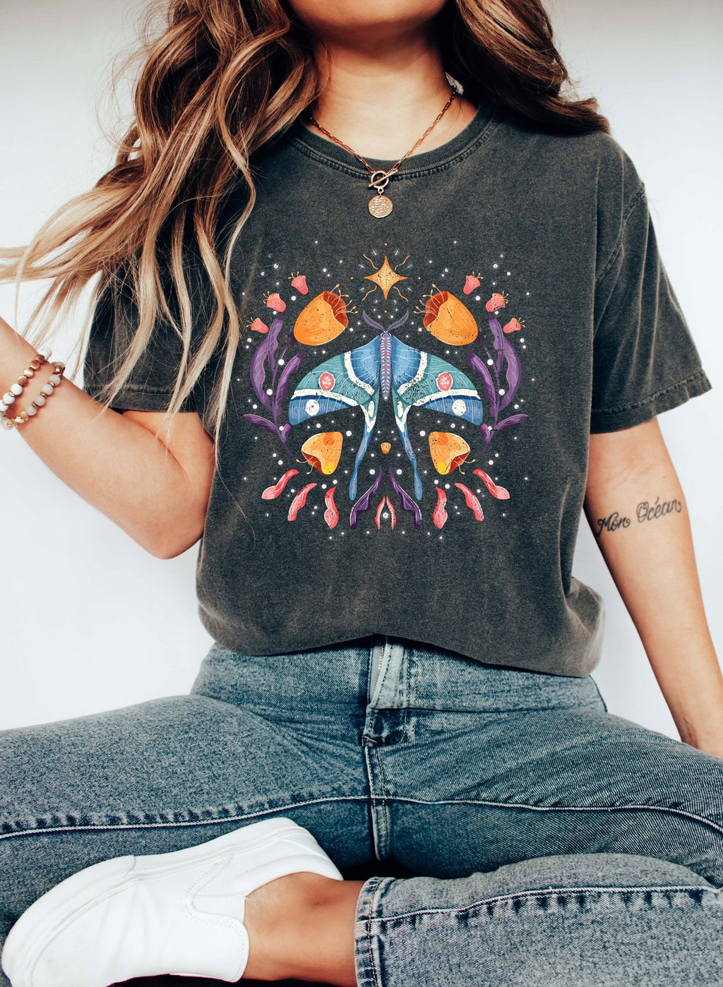 Blue Luna Celestial Moon Phases And Stars Astronomy Night Sky Constellation Motif Comfort Colors Tee