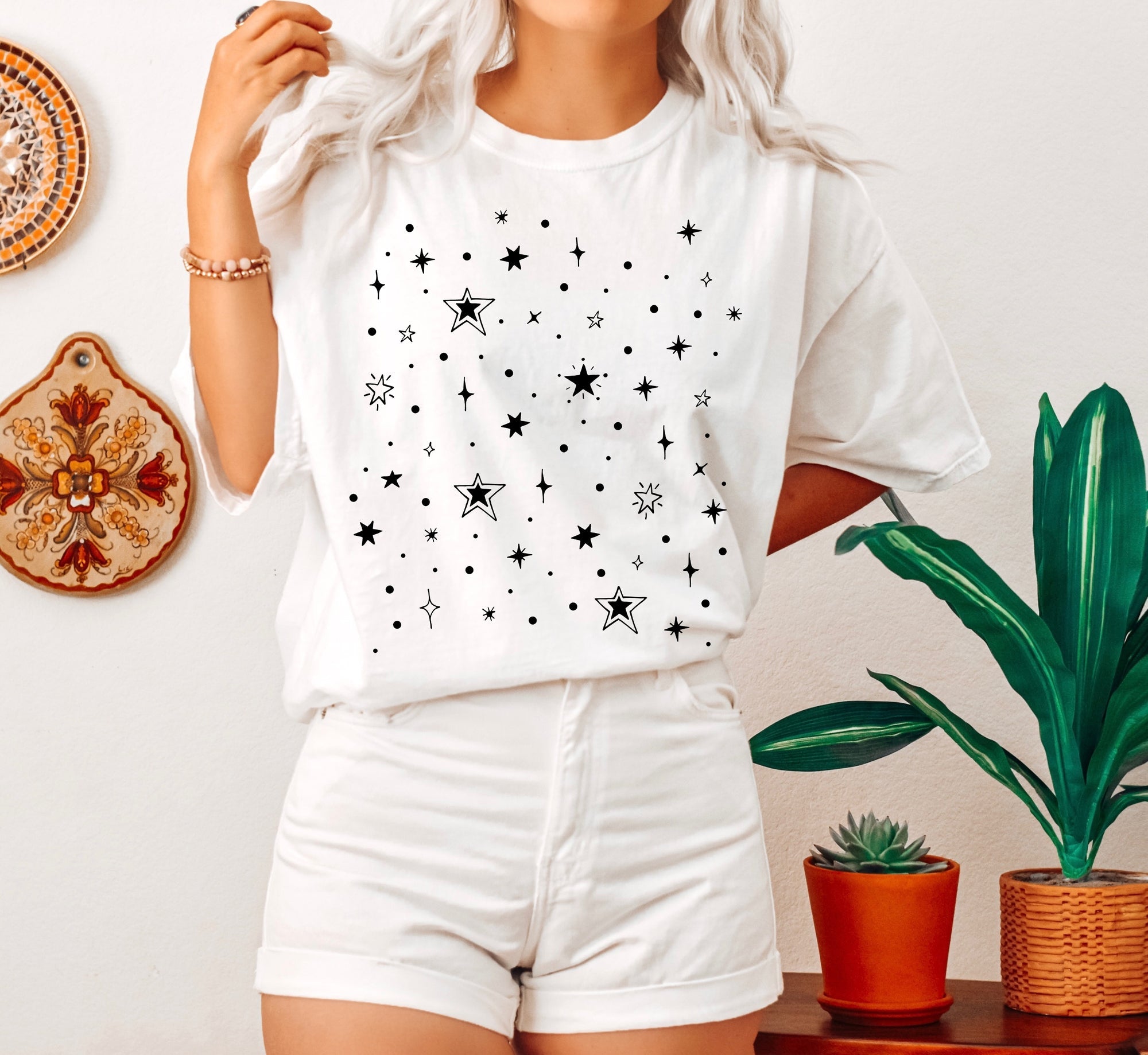 Star Pattern Celestial Night Sky Stars And Constellations Design Comfort Colors Tee